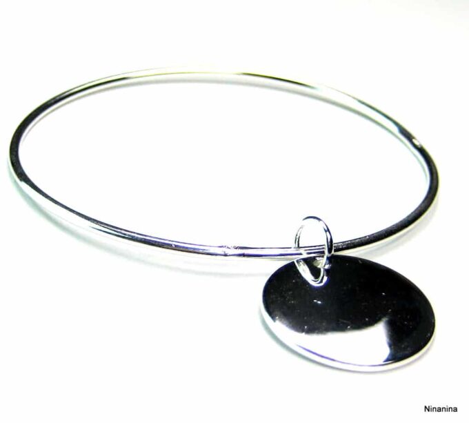 N1142ter bracelet jonc plaqué argent medaille ronde
