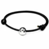 N1149 Bracelet boule Argent 925 massif cordon cuir réglable - Bijoux Bracelets cuir en ligne Ninanina