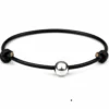 N1149b Bracelet boule Argent 925 massif cordon cuir réglable - Bijoux Bracelets cuir en ligne Ninanina