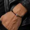 N1149d Bracelet boule Argent 925 massif cordon cuir réglable - Bijoux Bracelets cuir en ligne Ninanina