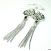 N1193a Boucles d'oreilles extra longues pompon chaines plaqué argent - Bijoux Boucle d'oreille en ligne Ninanina