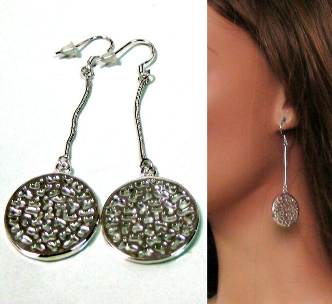 N1201ter Boucles d'oreilles RONDES plaqué argent