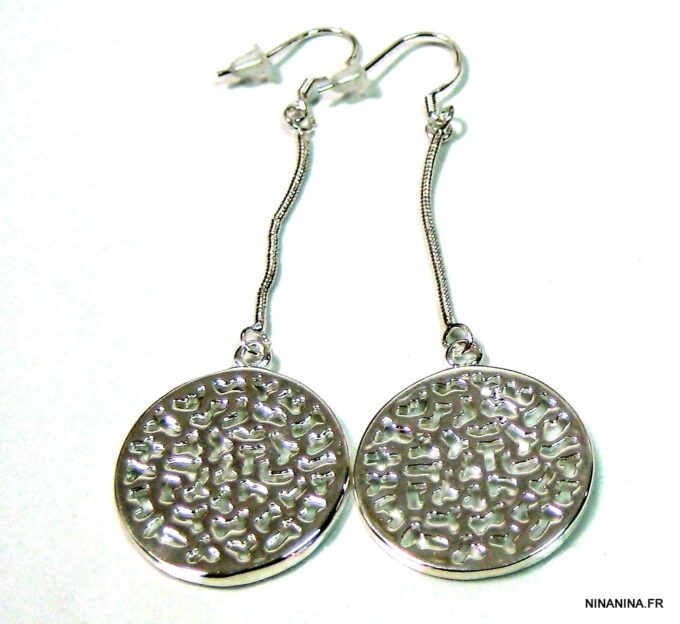 N1201tera Boucles d'oreilles RONDES plaqué argent