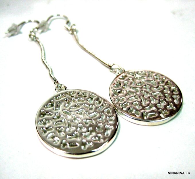 N1201terb Boucles d'oreilles RONDES plaqué argent