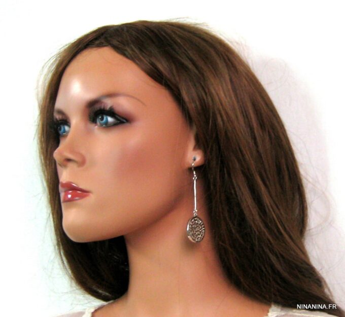 N1201terg Boucles d'oreilles RONDES plaqué argent