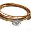N1219c bracelet cordon cuir medaille argent massif martelé