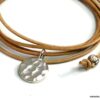 N1219d bracelet cordon cuir medaille argent massif martelé