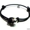 N1221tera bracelet cordon cuir boule argent massif