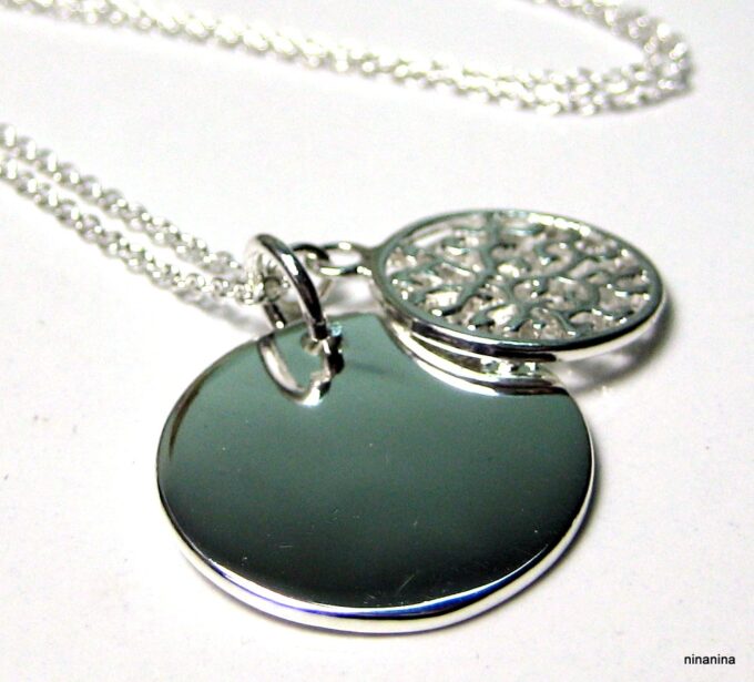 N1225terb collier medaille plaque argent