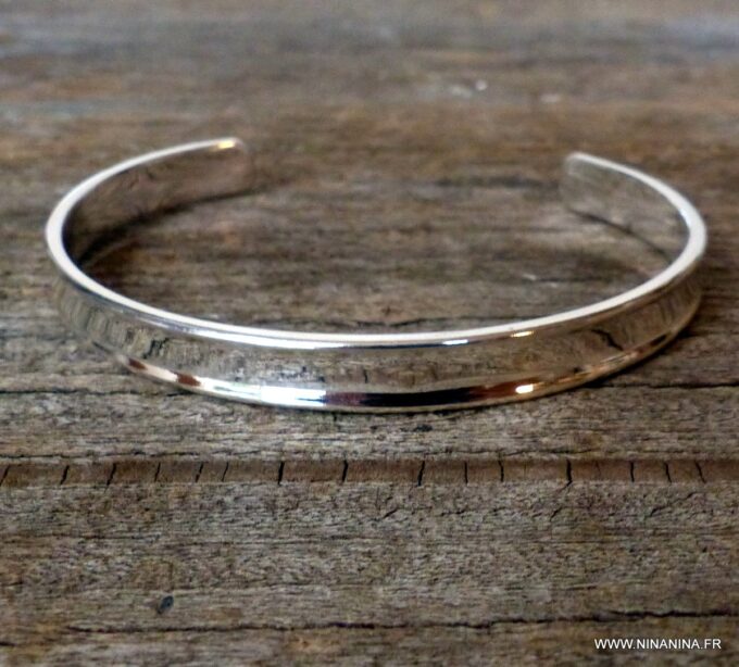 N1245- Bracelet jonc femme argent plaqué 10 mm de large - BIjoux Bracelets en ligne Ninanina