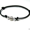 N1252ter bracelet cordon cuir perles argent massif