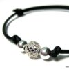 N1252terf bracelet cordon cuir perles argent massif
