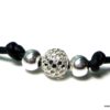 N1252terh bracelet cordon cuir perles argent massif