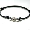 N1252teri bracelet cordon cuir perles argent massif