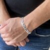 N1260b Bracelet maille figaro homme plaqué Argent 925 - Bijoux Bracelets en ligne Ninanina