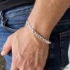 N1260f Bracelet maille figaro homme plaqué Argent 925 - Bijoux Bracelets en ligne Ninanina