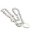 N1270 Gros Collier Argent femme maille ovale pendentif coeur - Bijoux Colliers femmes en ligne Ninanina
