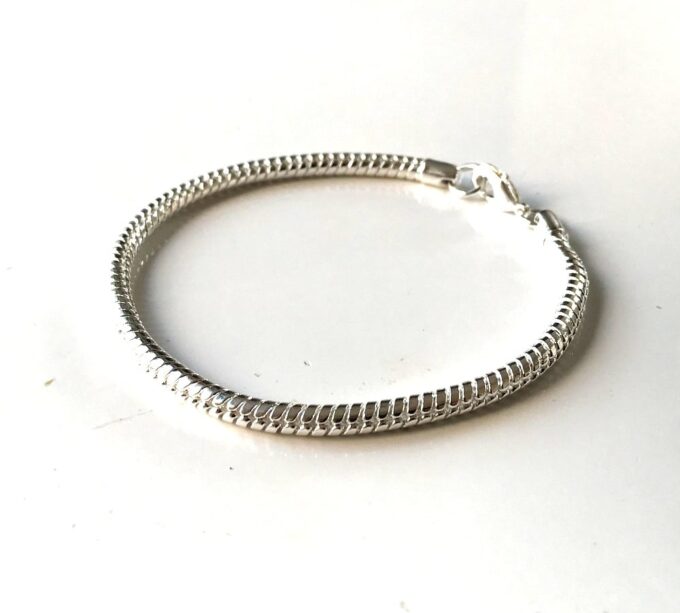 N1274a Bracelet chaine maille serpent ronde femme plaqué argent - Bijoux Bracelets en ligne Ninanina