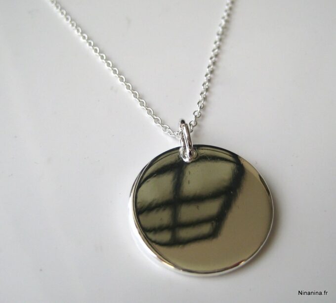 N1305terc collier médaille plaqué argent