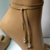N1307ter bracelet de cheville cordon daim et argent massif