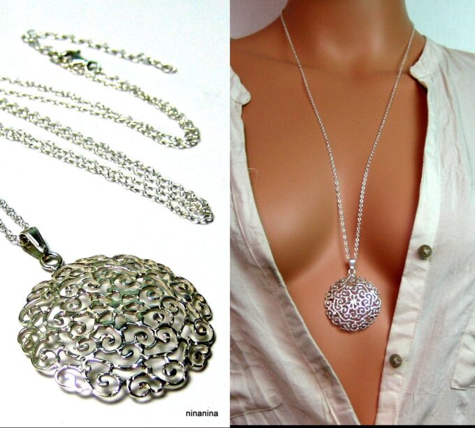 N1314ter collier sautoir argent massif