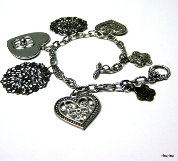 N1339ter bracelet dentelle métal argenté