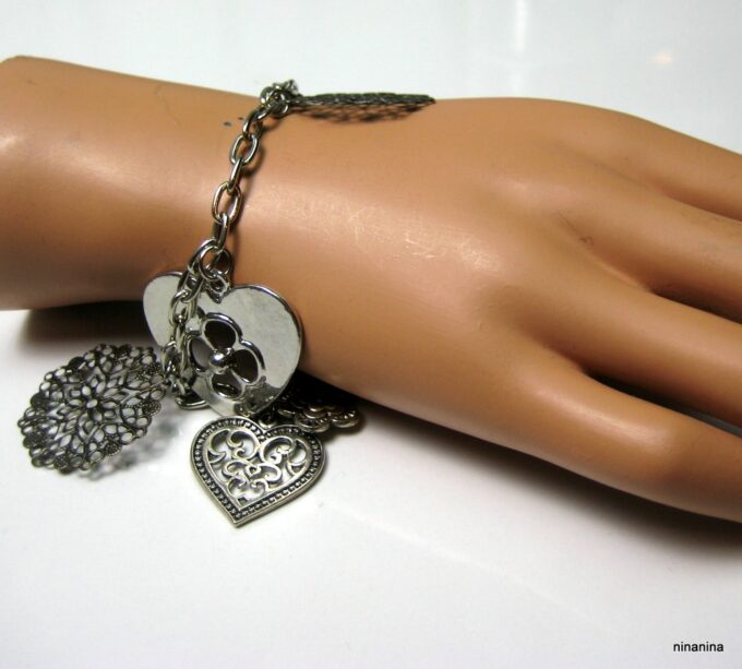 N1339terg bracelet dentelle métal argenté