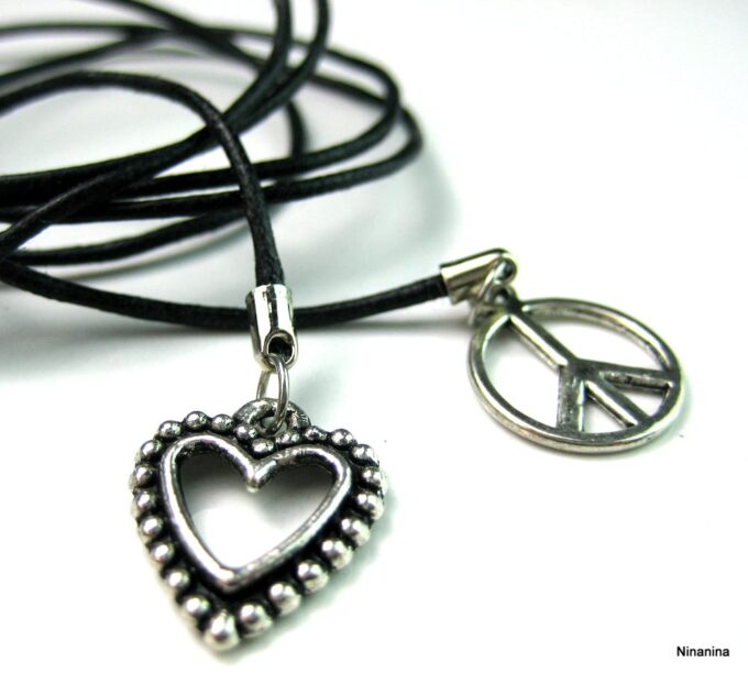 N1344terb bracelet de cheville cordon cuir peace