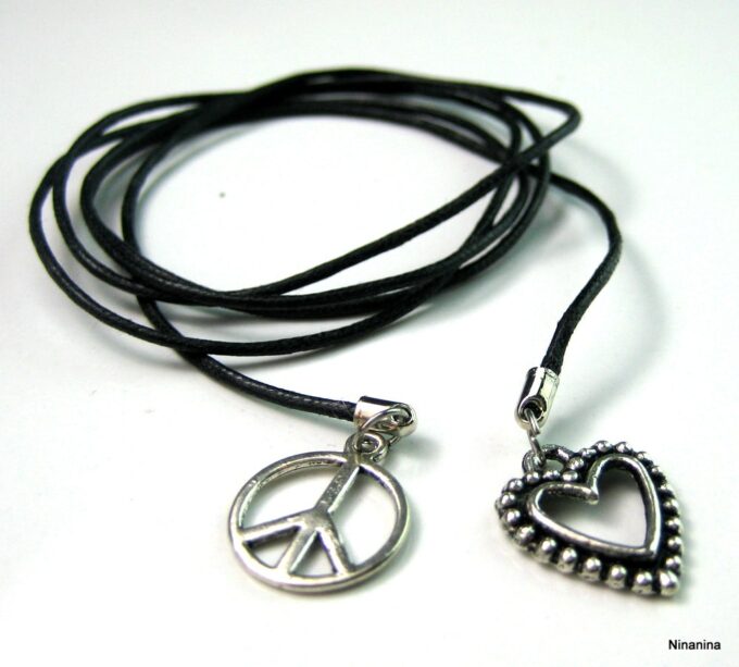 N1344terd bracelet de cheville cordon cuir peace