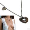 N1351terb collier coeurs métal argent nacre