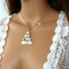 N1355TERj collier goutte nacre blanche acier inoxydable