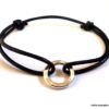 N1363C Bracelet homme cordon cuir anneau argent massif NINANINA