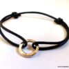 N1363E Bracelet homme cordon cuir anneau argent massif NINANINA
