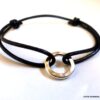 N1363K Bracelet homme cordon cuir anneau argent massif NINANINA