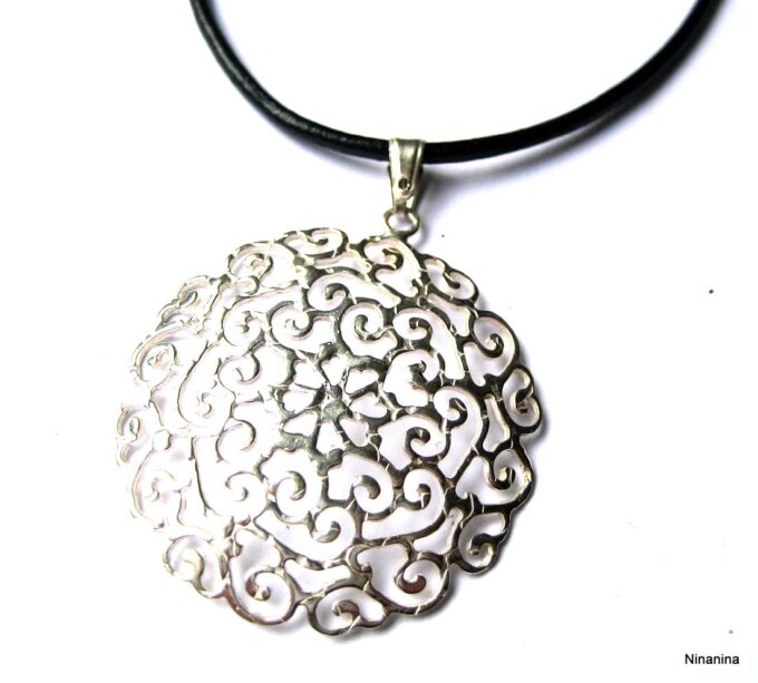 N1388 Collier cordon arabesques aragent massif