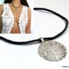 N1388teri collier cordon daim argent massif