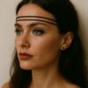 N1398 Headband Femme Cordon Cuir Tressé Marron Deux Rangs - Accessoires de coiffure boheme chic en ligne Ninanina