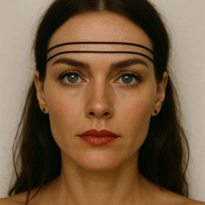 N1398b Headband Femme Cordon Cuir Tressé Marron Deux Rangs - Accessoires de coiffure boheme chic en ligne Ninanina