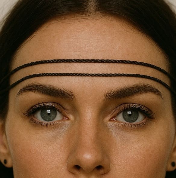 N1398c Headband Femme Cordon Cuir Tressé Marron Deux Rangs - Accessoires de coiffure boheme chic en ligne Ninanina