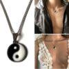 N1408 Collier Yin Yang Acier Inoxydable blanc et argenté - Bijoux Colliers en ligne Ninanina