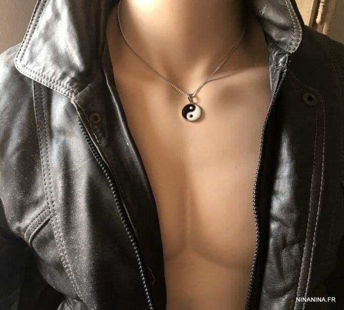N1408a Collier Yin Yang Acier Inoxydable blanc et argenté - Bijoux Colliers en ligne Ninanina