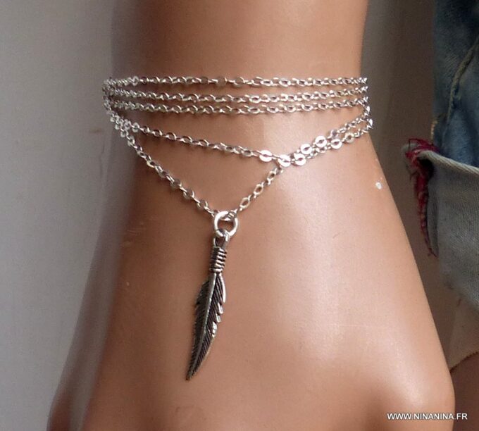 N1420b chaine de taille plume argent 925 massif - Bijoux Chaines en ligne Ninanina