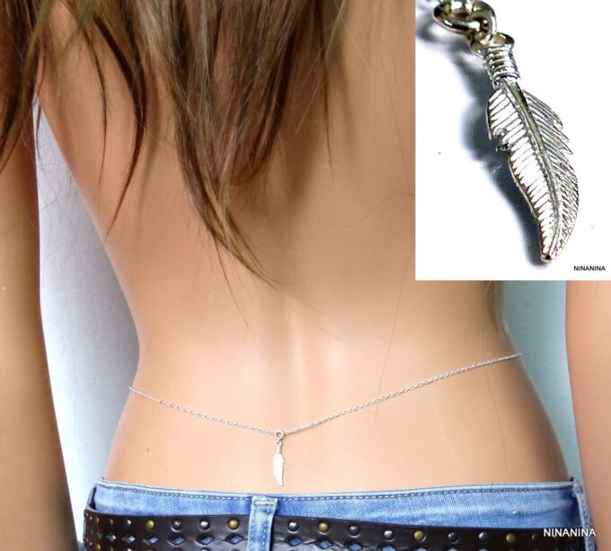 N1420k chaine de taille plume argent massif