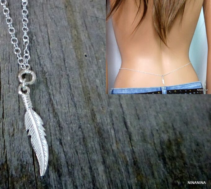 N1420l chaine de taille plume argent massif