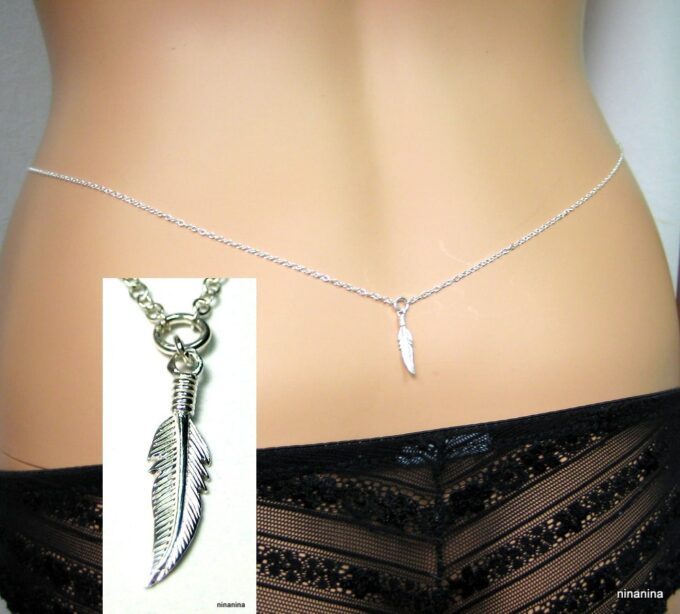 N1420terf chaine de taille plume argent massif