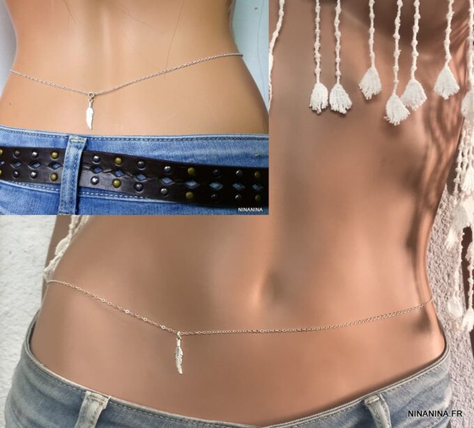 N1420x chaine de taille plume argent 925 massif - Bijoux Chaines en ligne Ninanina