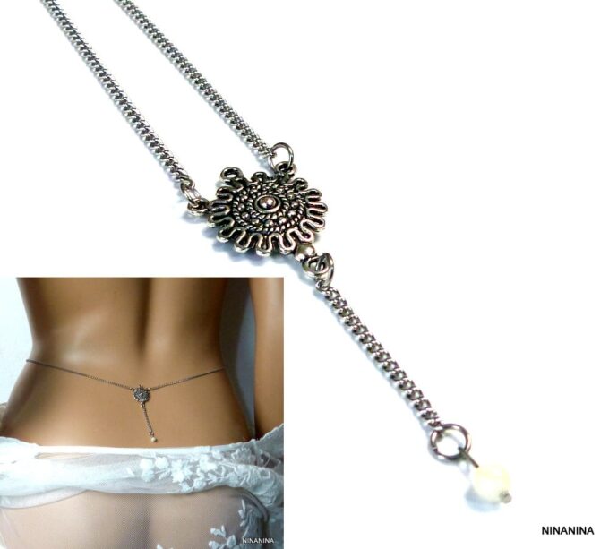 N1423a Chaine de taille acier inoxydable aiguemarine