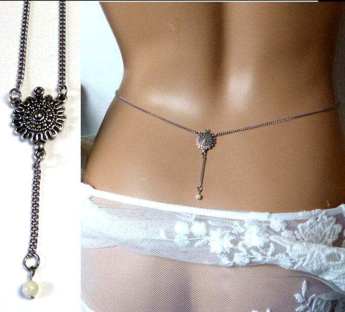 N1423c Chaine de taille acier inoxydable aiguemarine