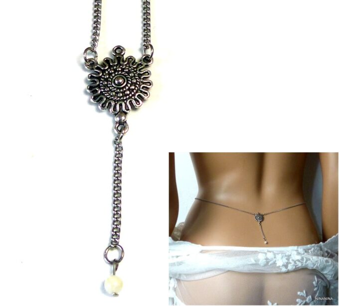 N1423f Chaine de taille acier inoxydable aiguemarine