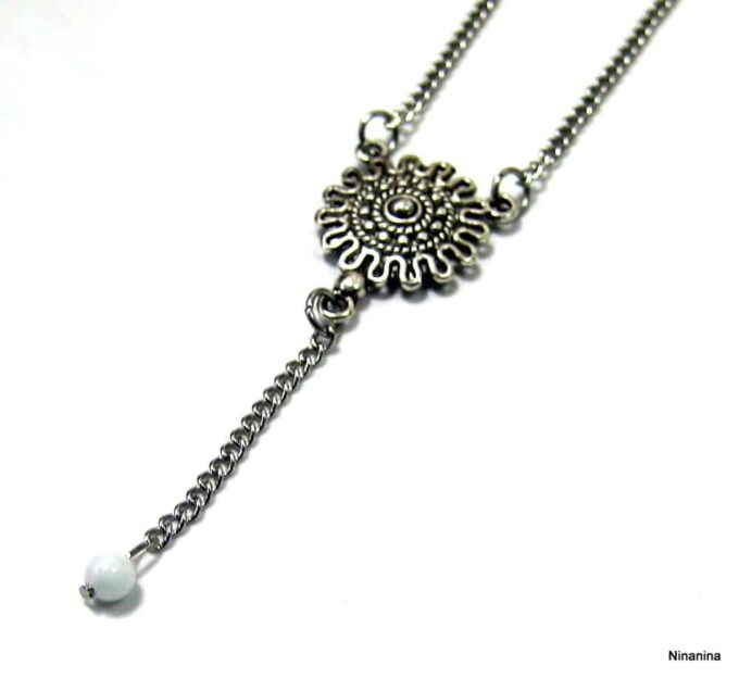 N1423terb chaine de taille métal argent et aiguemarine (2)